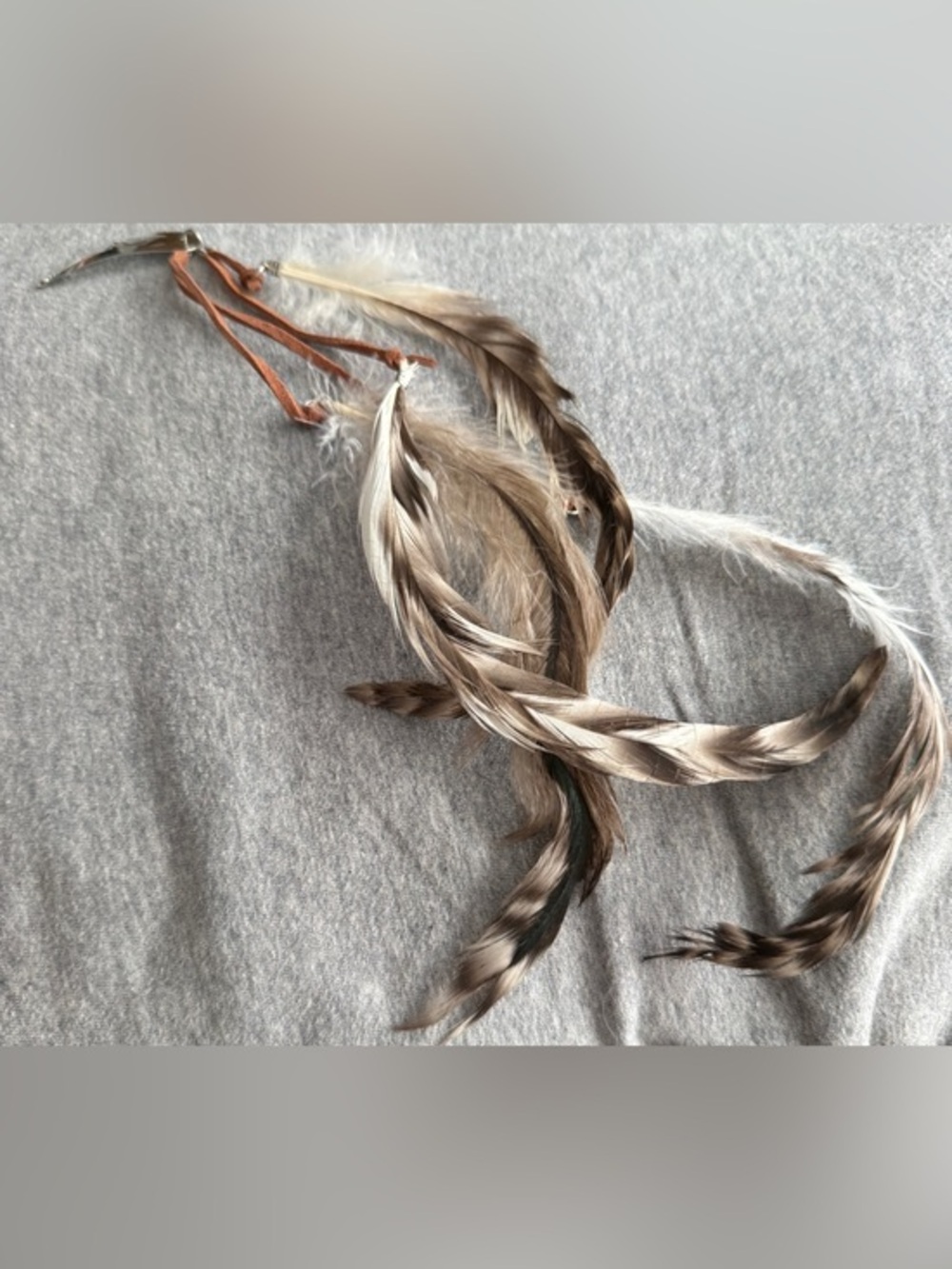 Feather Hair Extension Accent - Natural Brown & Cream